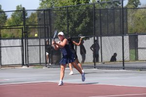 Ottawa-Glandorf's Maggie Schmiedebusch returns a shot during tournament action at the UNOH Courts. Schmiedebusch won the Division II sectional tennis tournament title to advance to the district tournament.