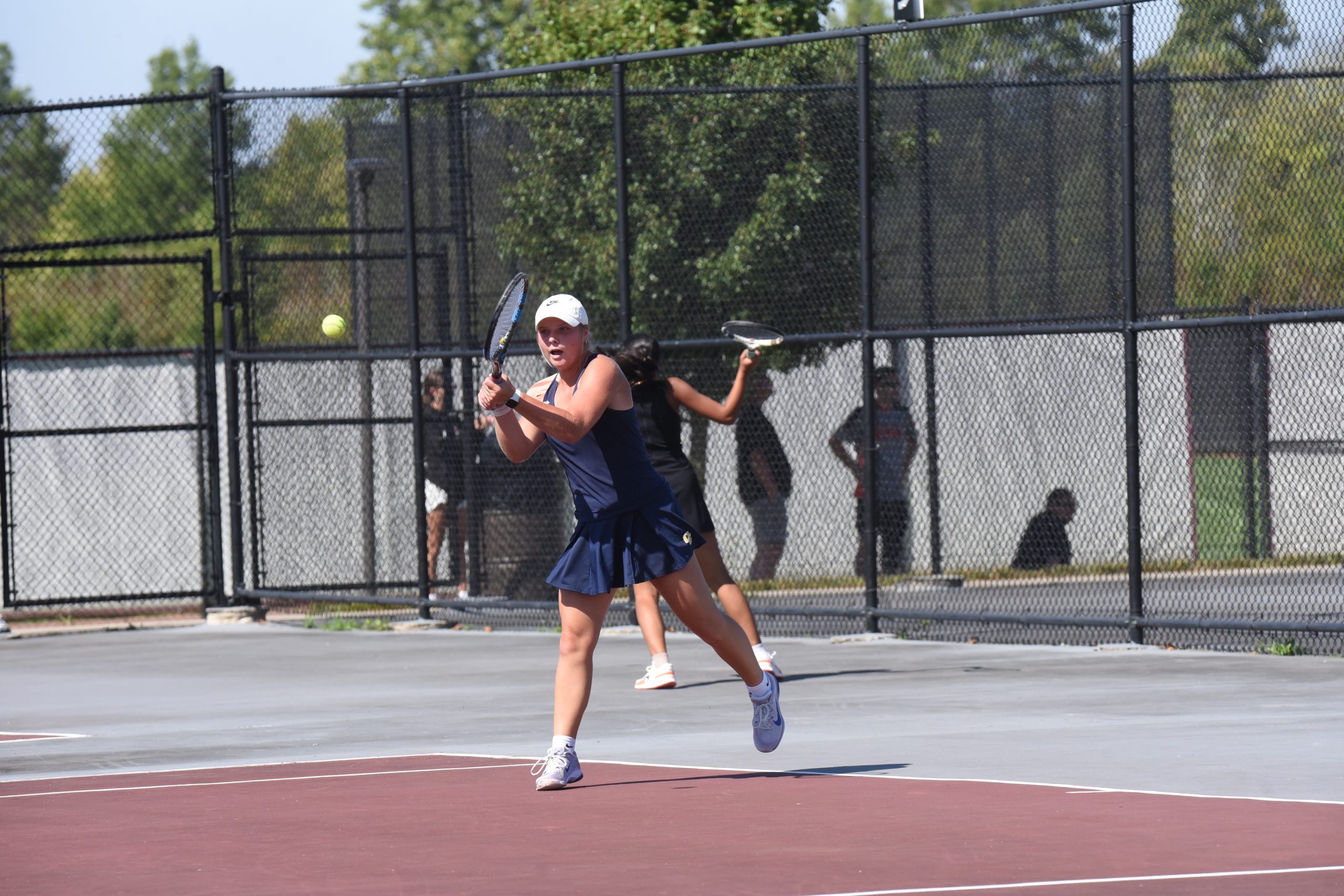 Ottawa-Glandorf's Maggie Schmiedebusch returns a shot during tournament action at the UNOH Courts. Schmiedebusch won the Division II sectional tennis tournament title to advance to the district tournament.